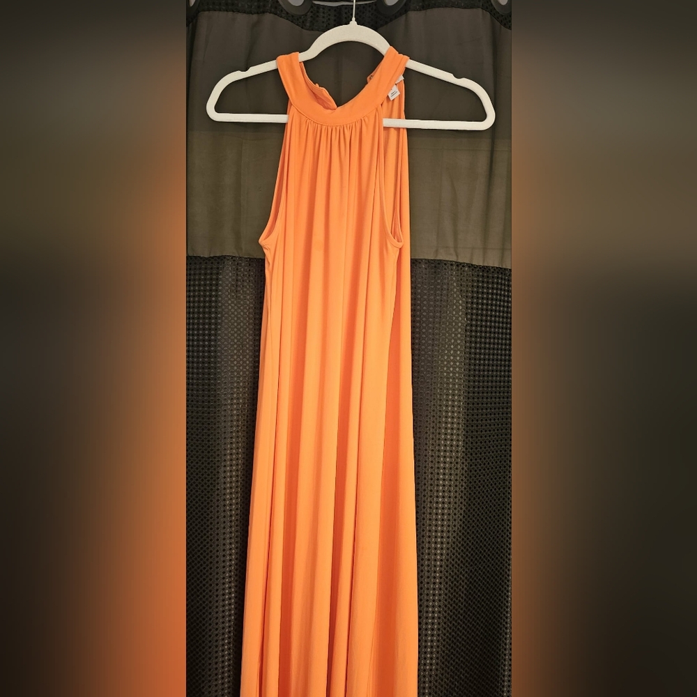 barIII DRESSES WOMEN'S ORANGE LONG SLEEVELESS MAXI DRESS SIZE SMALL NWOT